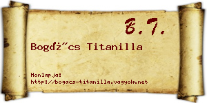 Bogács Titanilla névjegykártya
